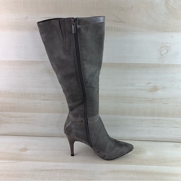 Amelia Grace Grey Knee High Boots - Picture 3 of 15